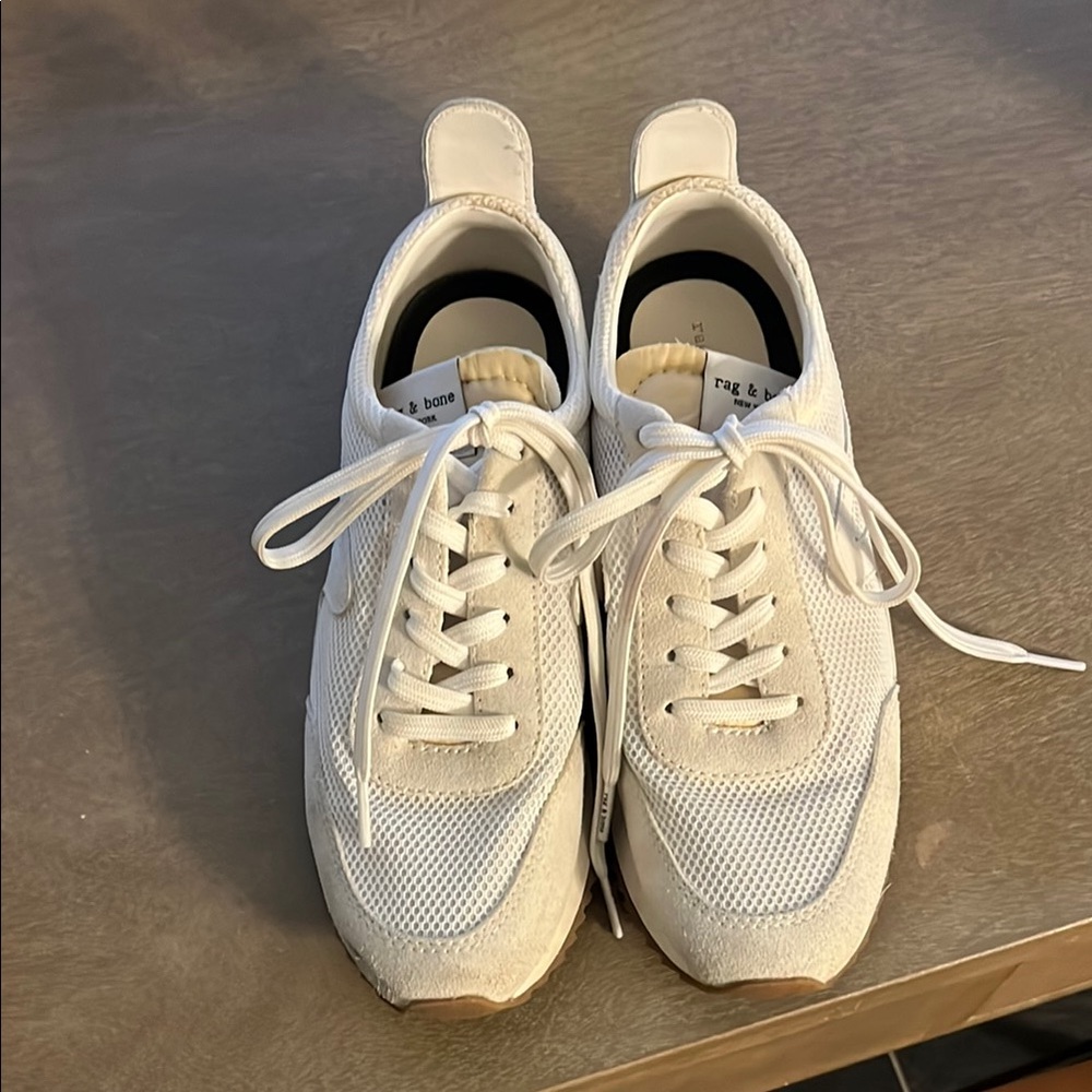 White Lace-Up Sneakers